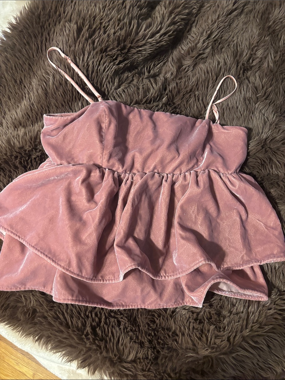 Urban Outfitters Pink Velvet Ruffle Cami Top